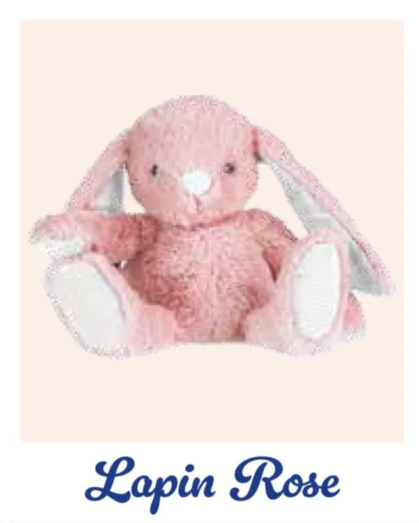 LOT 2 PELUCHES BOUILLOTTES LAPINS ROSE