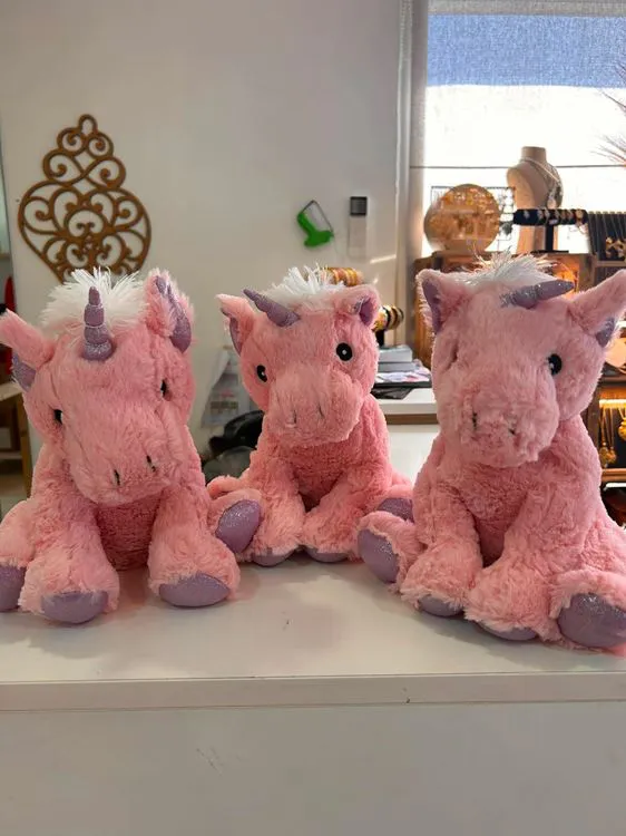 LOT 3 PELUCHES BOUILLOTTES LICORNES ROSE