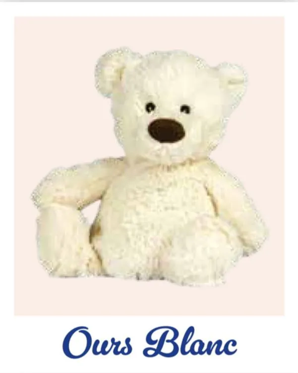 LOT 3 PELUCHES BOUILLOTTES OURSONS CREME NOEUD 