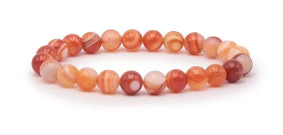 BRACELET AGATE BANDEE A BOULE 8MM