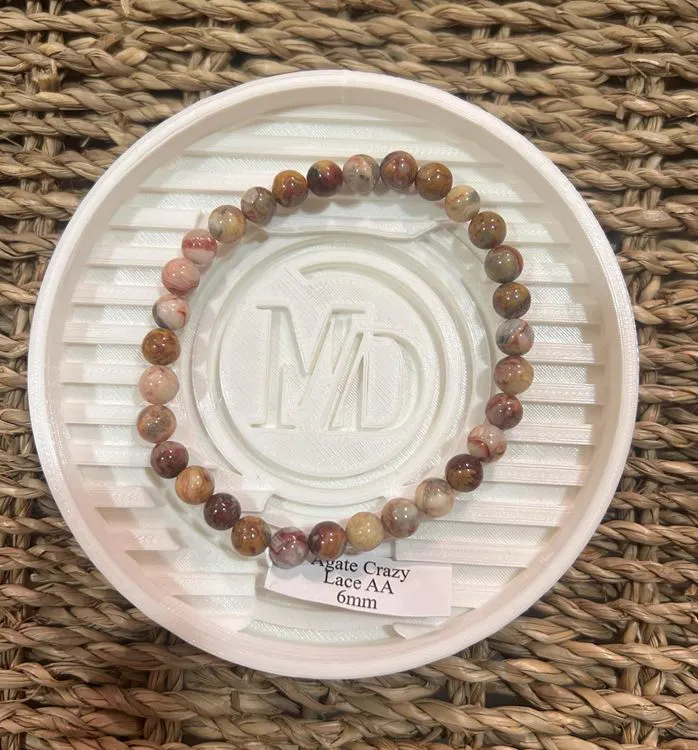 BRACELET AGATE CRAZY LACE AA BOULE 6MM
