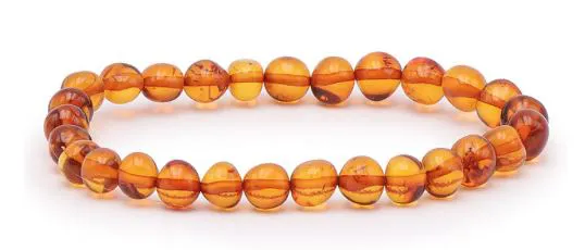 BRACELET AMBRE COGNAC A 6 MM