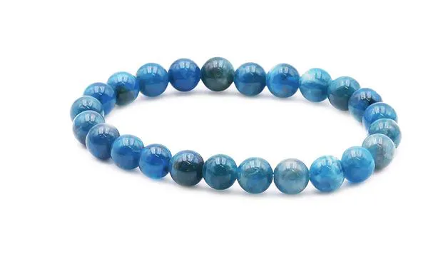 BRACELET APATITE BLEUE A+ BOULE 8MM