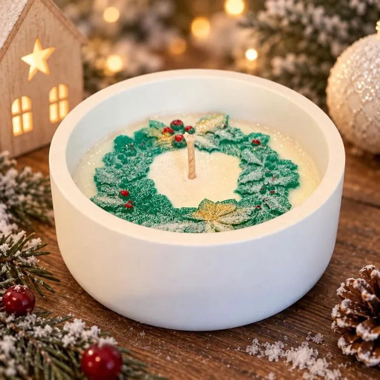BOUGIE COUPE BLANCHE COURONNE NOEL GOURMAND