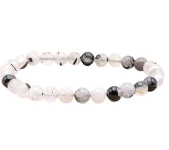 BRACELET  CRISTAL DE ROCHE TOURMALINE A BOULE  6MM
