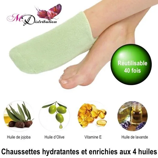 CHAUSSETTES HYDRATANTES AUX 4 HUILES VERT