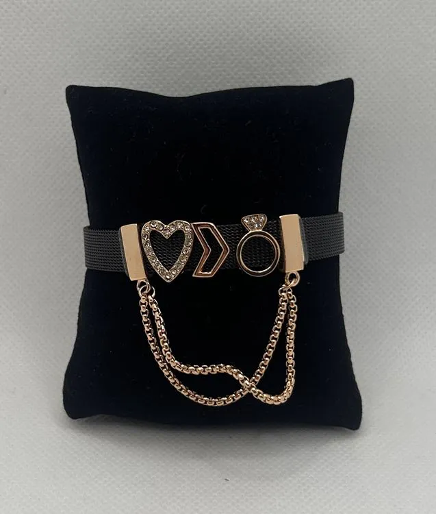 BRACELET PLAT NOIR CHAINE ROSE GOLD
