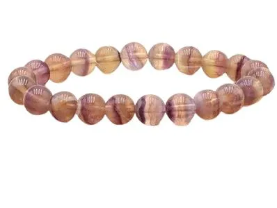 BRACELET FLUORINE JAUNE VIOLETTE AA+ BOULE 8MM