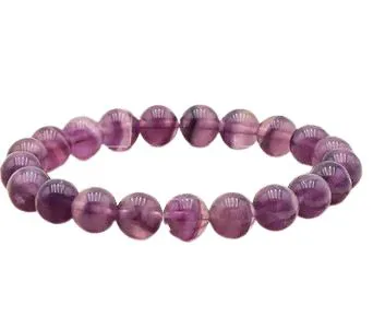 BRACELET FLUORINE VIOLETTE RAINBOW AA BOULE 8MM 