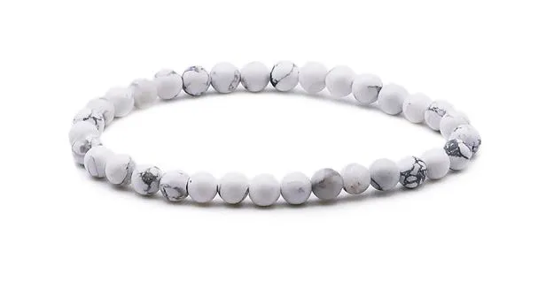 BRACELET HOWLITE BLANCHE A BOULE 6MM