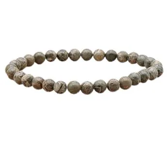 BRACELET JASPE BRESCHIA VERT A BOULE 6MM