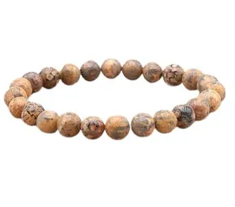 BRACELET  JASPE LEOPARD A+ BOULE  8MM