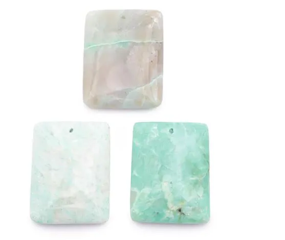 PENDENTIF RECTANGLE GARNIERITE AA  PIERRE PLATE 