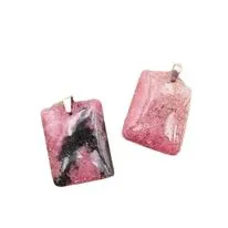 PENDENTIF RHODONITE AA+ PIERRE PLATE RECTANGLE 