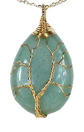 COLLIER ARBRE DE VIE AVENTURINE DORE