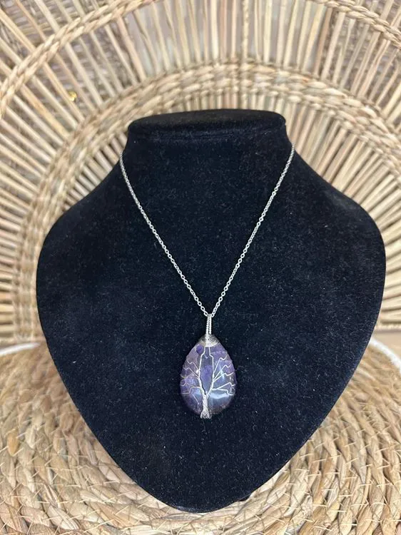COLLIER ARBRE DE VIE AMETHYSTE ARGENTE