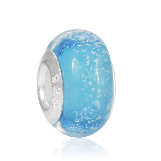 PERLE EN VERRE BLEU A BULLES