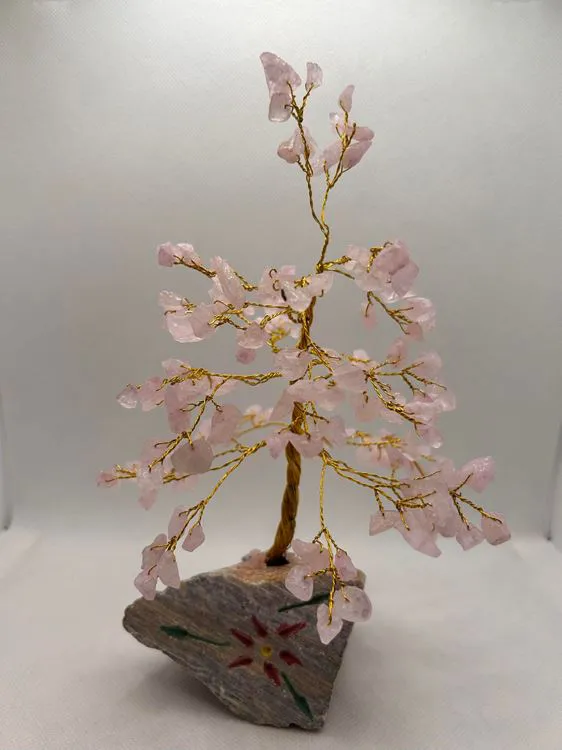 ARBRE A GEMMES D INDE QUARTZ ROSE 160 PIERRES