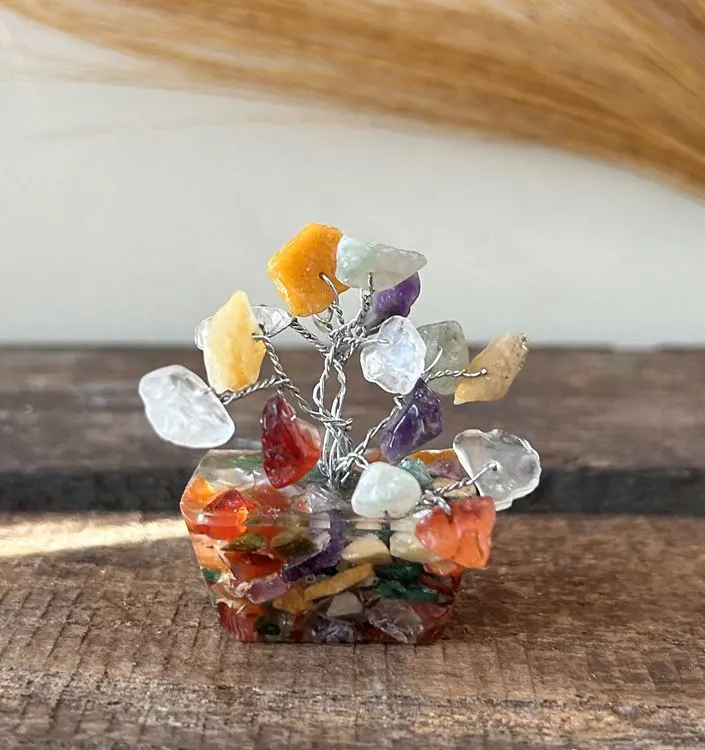 MINI ARBRE GEMMES BASE ORGONITE/MULTI PIERRES