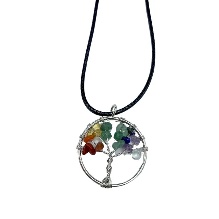 PENDENTIF ARBRE DE VIE CHAKRAS AVEC CORDON