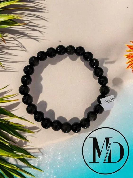 BRACELET OBSIDIENNE DOREE AA 8MM