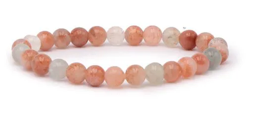 BRACELET PIERRE DE LUNE BEIGE AA BOULE 6MM