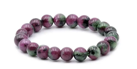 BRACELET RUBIS ZOISITE AA BOULE 8MM 