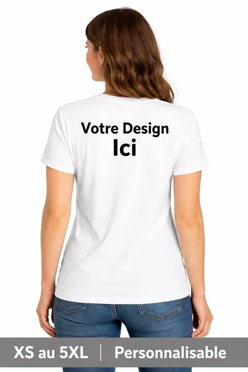 T SHIRT BLANC A PERSONNALISER FLOCAGE COL ROND