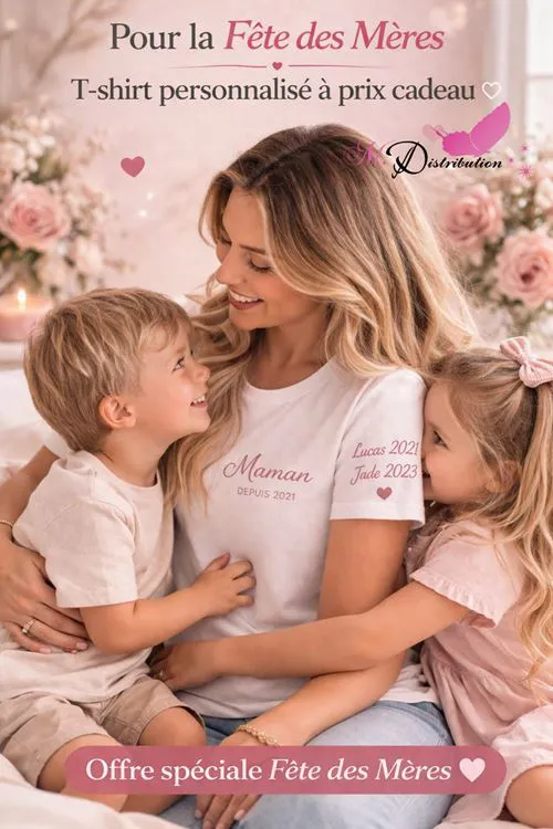 T SHIRT BLANC A PERSONNALISER MAMAN COL ROND