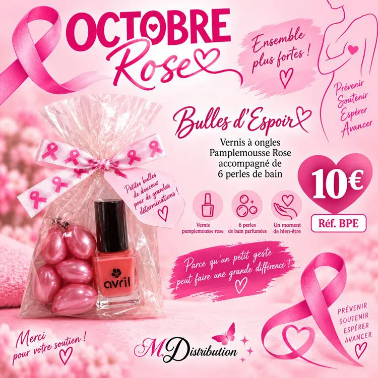 VERNIS PAMPLEMOUSSE ROSE + 6 PERLES BAIN + SACHET