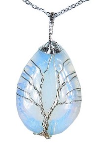COLLIER ARBRE DE VIE PIERRE DE LUNE ARGENTE