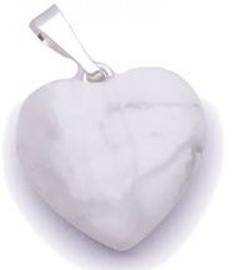 PENDENTIF HOWLITE BLANCHE COEUR 15MM