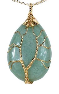 COLLIER ARBRE DE VIE AVENTURINE VERTE DORE