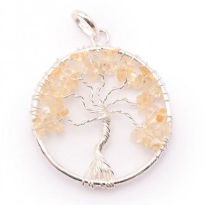 PENDENTIF ARBRE DE VIE 40MM CITRINE CHAUFFEE A