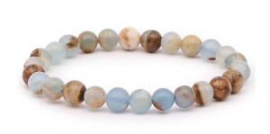 BRACELET CALCITE BLEUE SUR GUANGUE AA BOULE 8MM