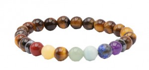 BRACELET BOULE 7 CHAKRAS OEIL DE TIGRE A 8MM