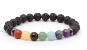 BRACELET BOULE 7 CHAKRAS + PIERRE DE LAVE A 8MM