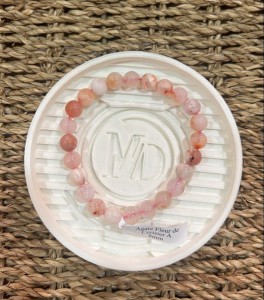 BRACELET AGATE FLEUR DE CERISIER A BOULE 8MM