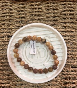 BRACELET AGATE MOUSSE JAUNE A BOULE 8MM