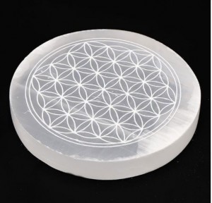 PLAQUE DE SELENITE A+ FLEUR DE VIE