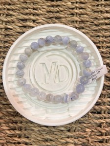 BRACELET CALCEDOINE BLEUE NAMIBIE AB BOULE 8MM