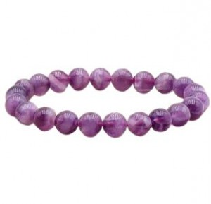 BRACELET FLUORINE VIOLETTE RUBANEE AA BOULE 8MM