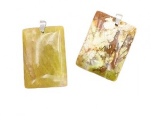 PENDENTIF  OPALE VERTE AA+ PIERRE PLATE RECTANGLE