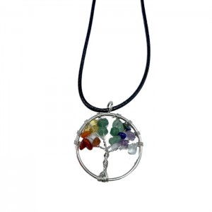 PENDENTIF ARBRE DE VIE CHAKRAS AVEC CORDON