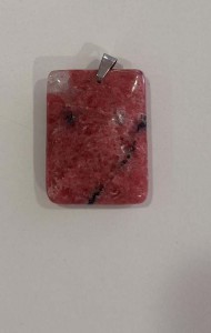 PENDENTIF  RHODONITE A+ PIERRE PLATE GOUTTE