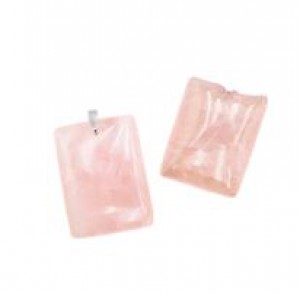 PENDENTIF QUARTZ ROSE AA  PIERRE PLATE RECTANGLE