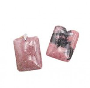 PENDENTIF PIERRE PLATE RECTANGLE RHODONITE A+