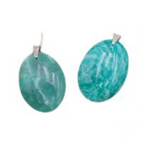 PENDENTIF AMAZONITE AA PIERRE PLATE OVALE