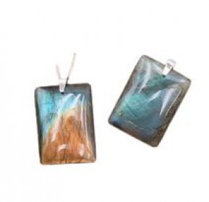 PENDENTIF  LABRADORITE AA+ PIERRE PLATE RECTANGLE