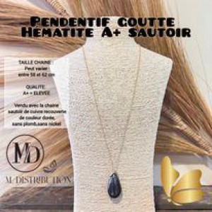 PENDENTIF GOUTTE HEMATITE A / SAUTOIR